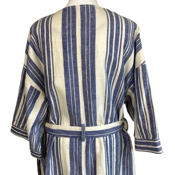 Anthropologie Elevenses Lagenlook Boho Striped Linen Duster Kimono Jacket Sz S - Picture 12 of 16